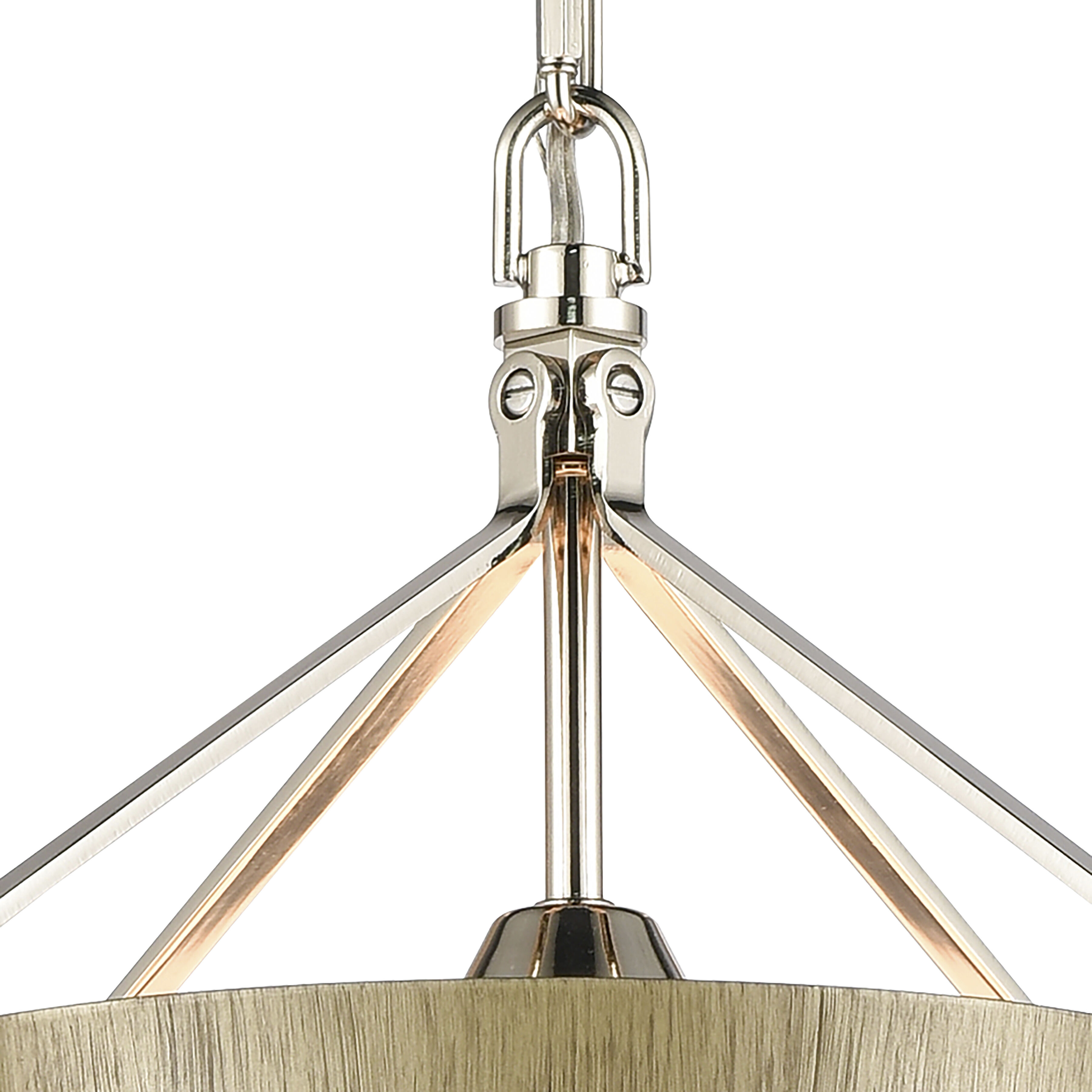 Marin Pendant Ceiling Light in Polished Nickel with Wood Tone