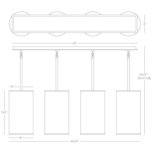 Echo 4 Light 8 inch Deep Patina Bronze Chandelier Ceiling Light