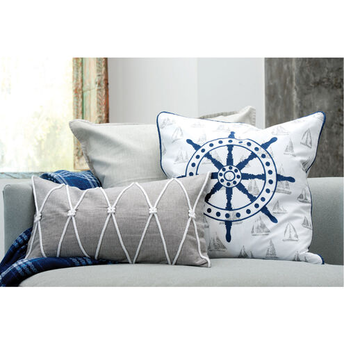 Reef Knot 20 X 6 inch Dove/White Pillow
