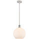 Ballston Large Athens LED 10 inch White and Polished Chrome Pendant Ceiling Light in Matte White Glass, Ballston
