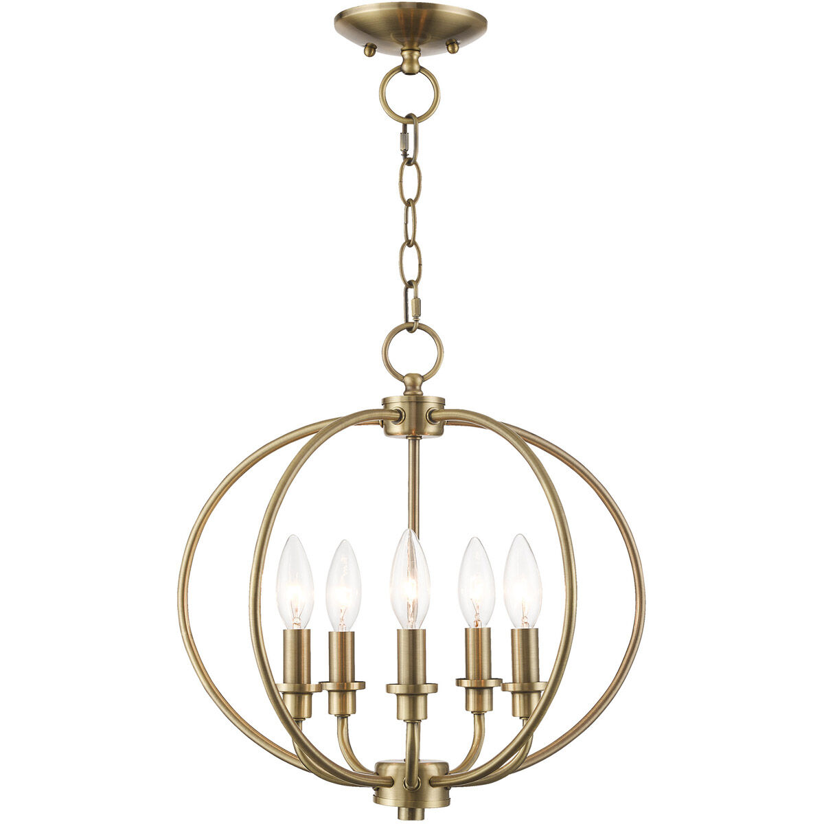 Milania 5 Light 16 inch Antique Brass Convertible Mini Chandelier/Ceiling Mount Ceiling Light