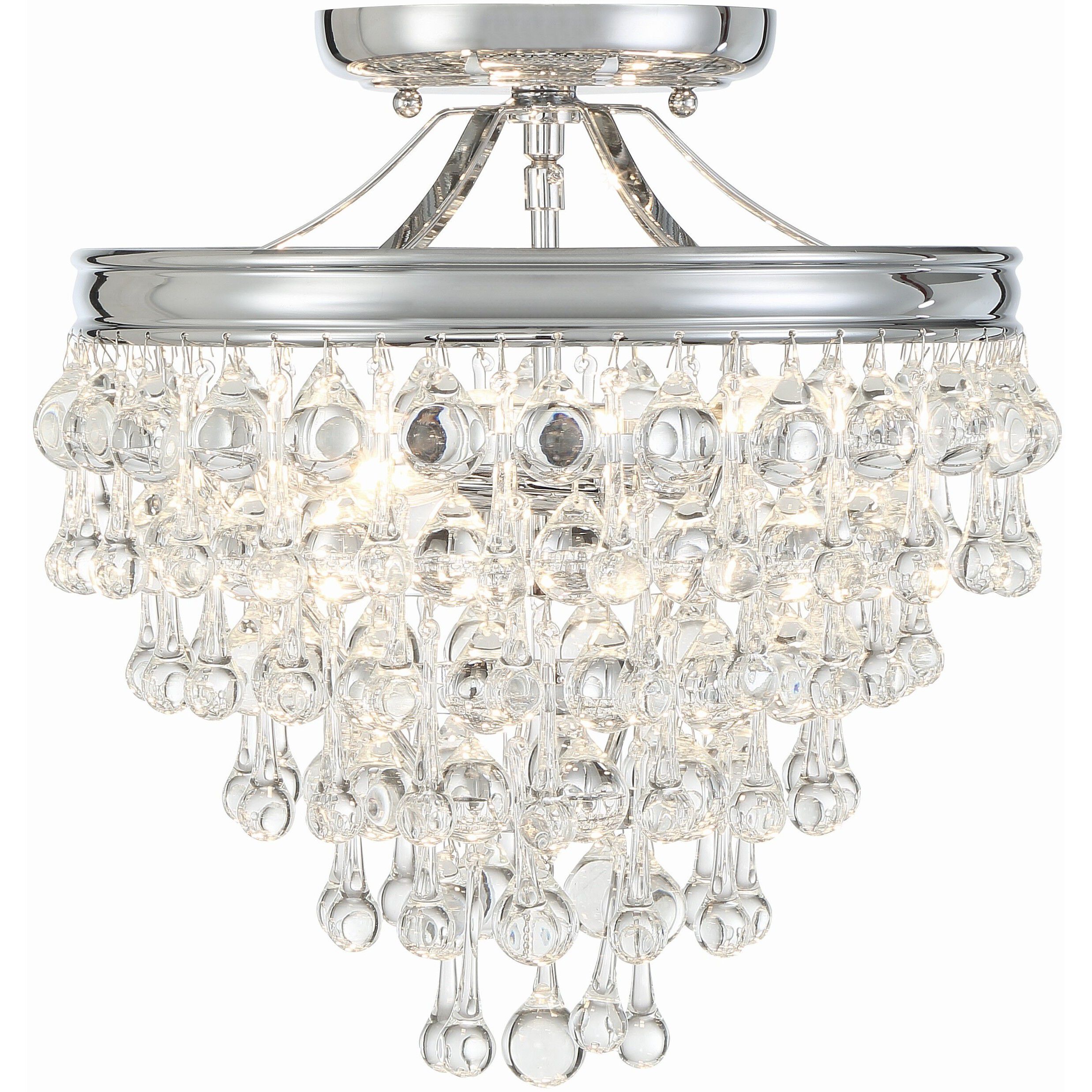Calypso 3 Light 13 inch Polished Chrome Semi Flush Ceiling Light