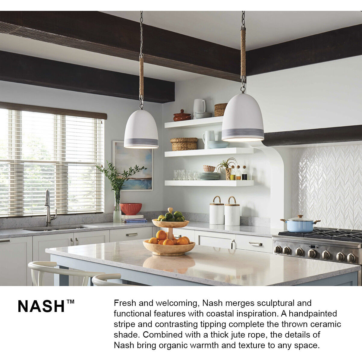 Nash 1 Light 10 inch Heirloom Brass with Navy Stripe Indoor Pendant Ceiling Light in Heirloom Brass/Navy Stripe