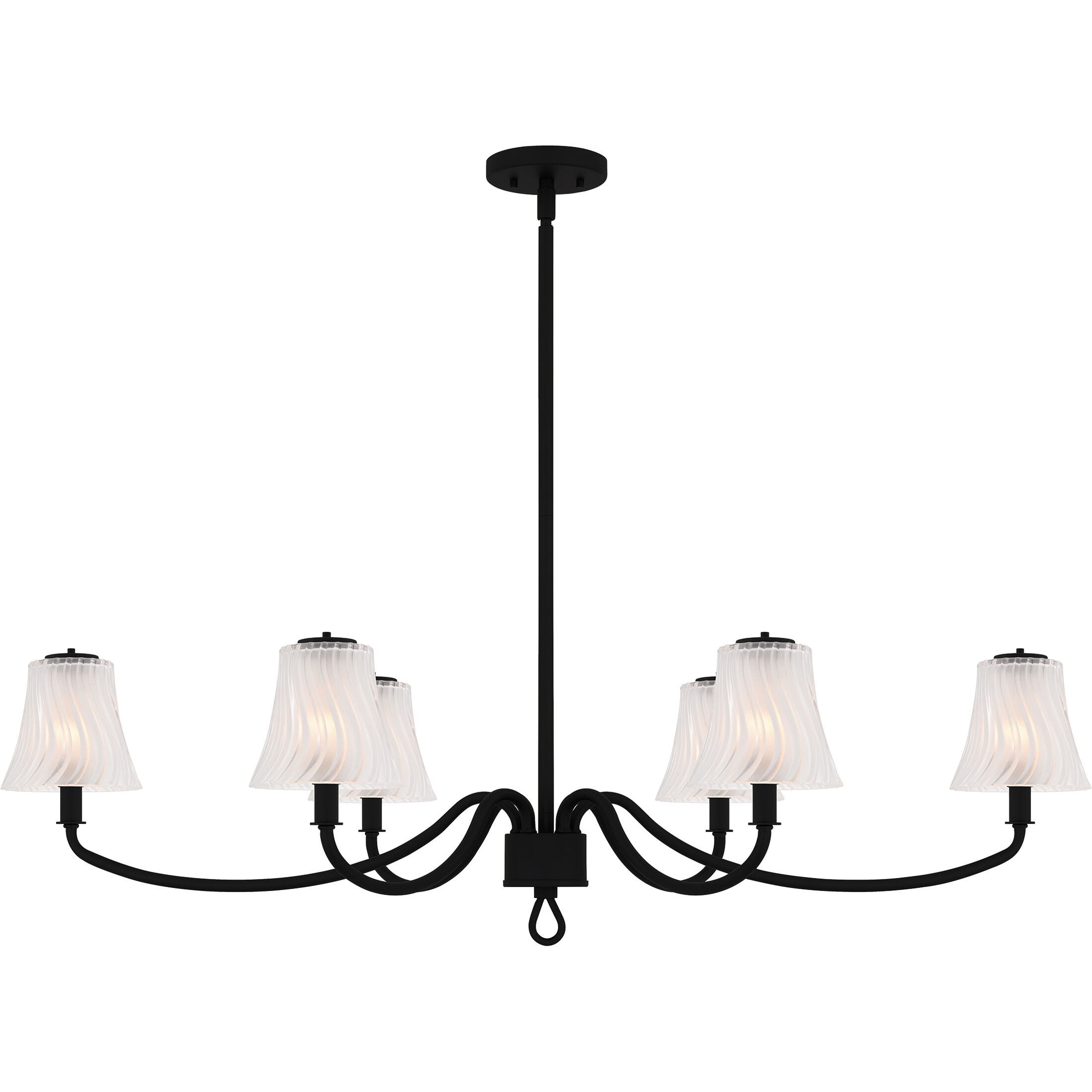 McKinney 6 Light 44 inch Matte Black Linear Chandelier Ceiling Light, Medium