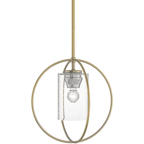 Rhythm 1 Light 11.3 inch Modern Brass Mini Pendant Ceiling Light in Seeded Clear