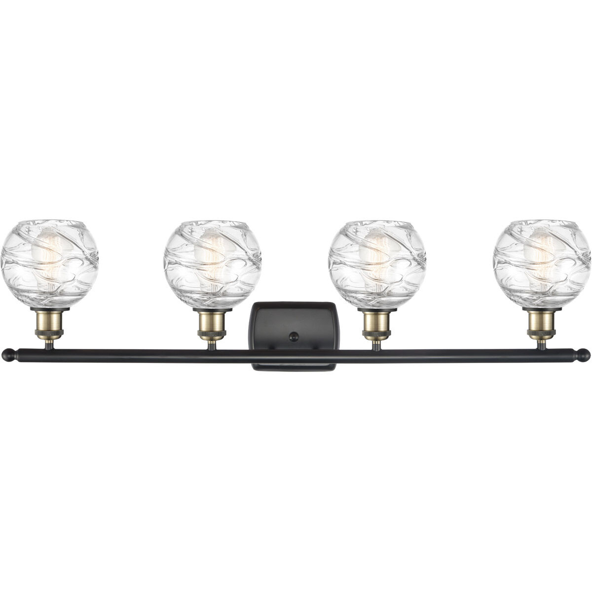 Ballston Small Deco Swirl LED 36 inch Black Antique Brass Bath Vanity Light Wall Light, Ballston