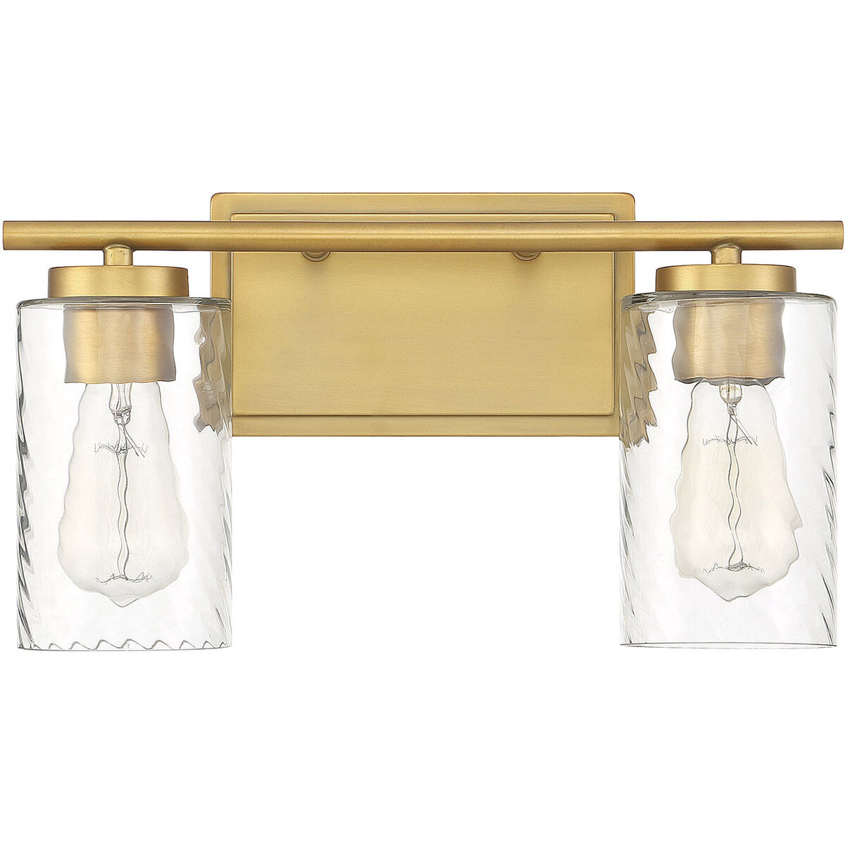 Transitional 2 Light 15 inch Natural Brass Bathroom Vanity Light Wall Light