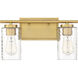 Transitional 2 Light 15 inch Natural Brass Bathroom Vanity Light Wall Light