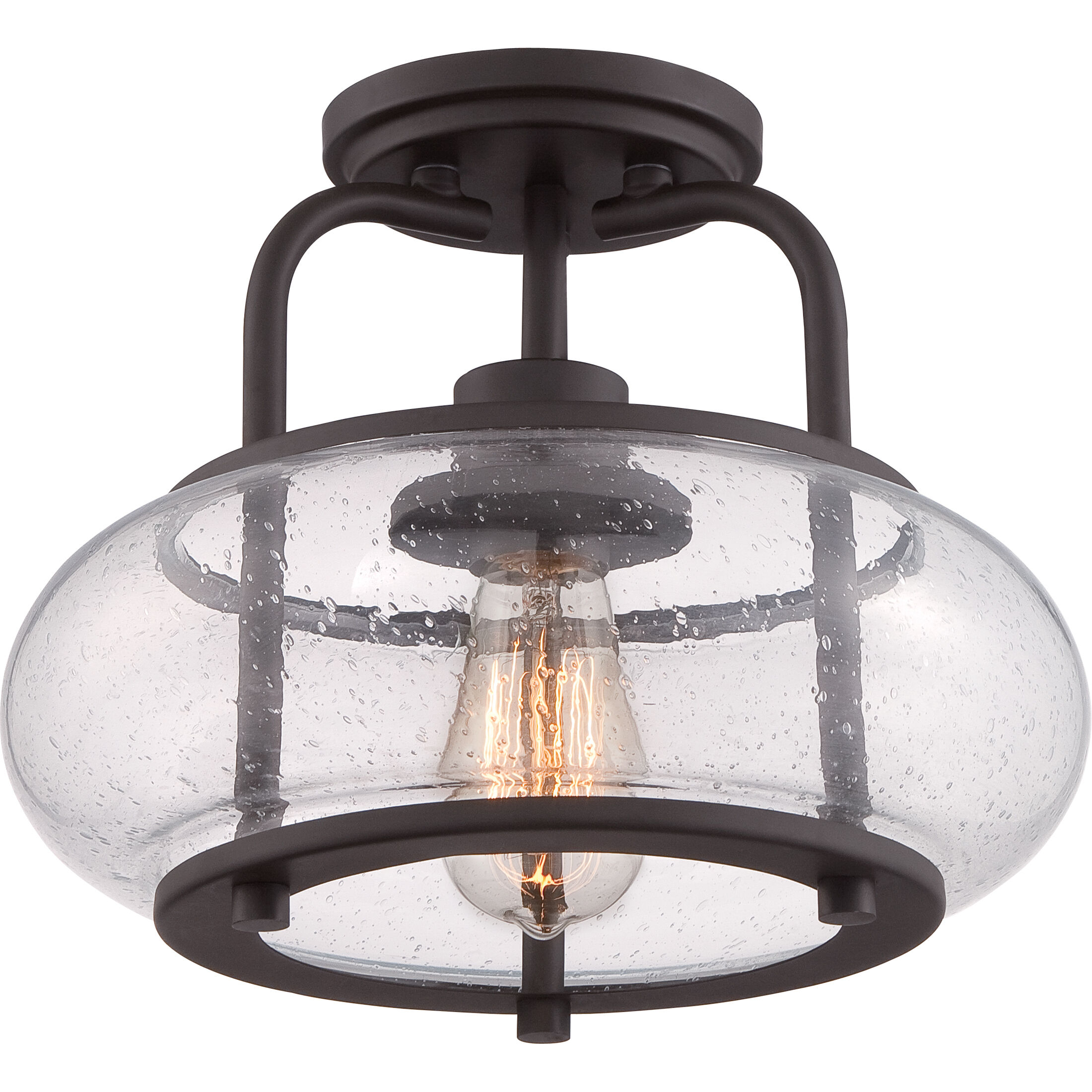 Trilogy 1 Light 12 inch Old Bronze Semi-Flush Mount Ceiling Light