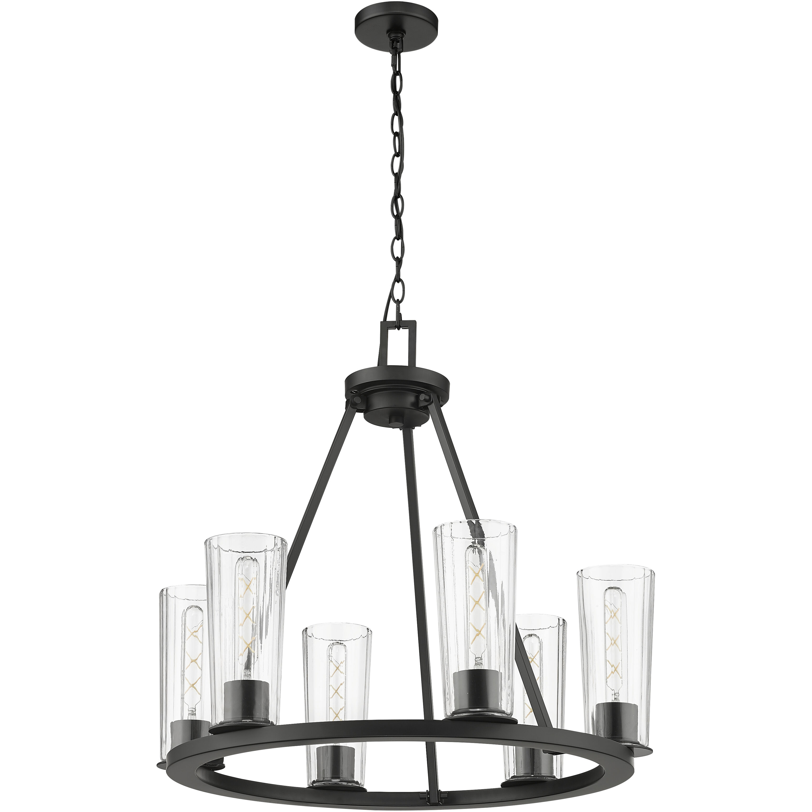 Titus 6 Light 26 inch Matte Black Chandelier Ceiling Light