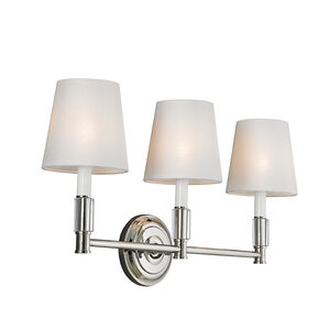 Golly 3 Light 24 inch Polished Nickel Vanity Strip Wall Light in White Fabric