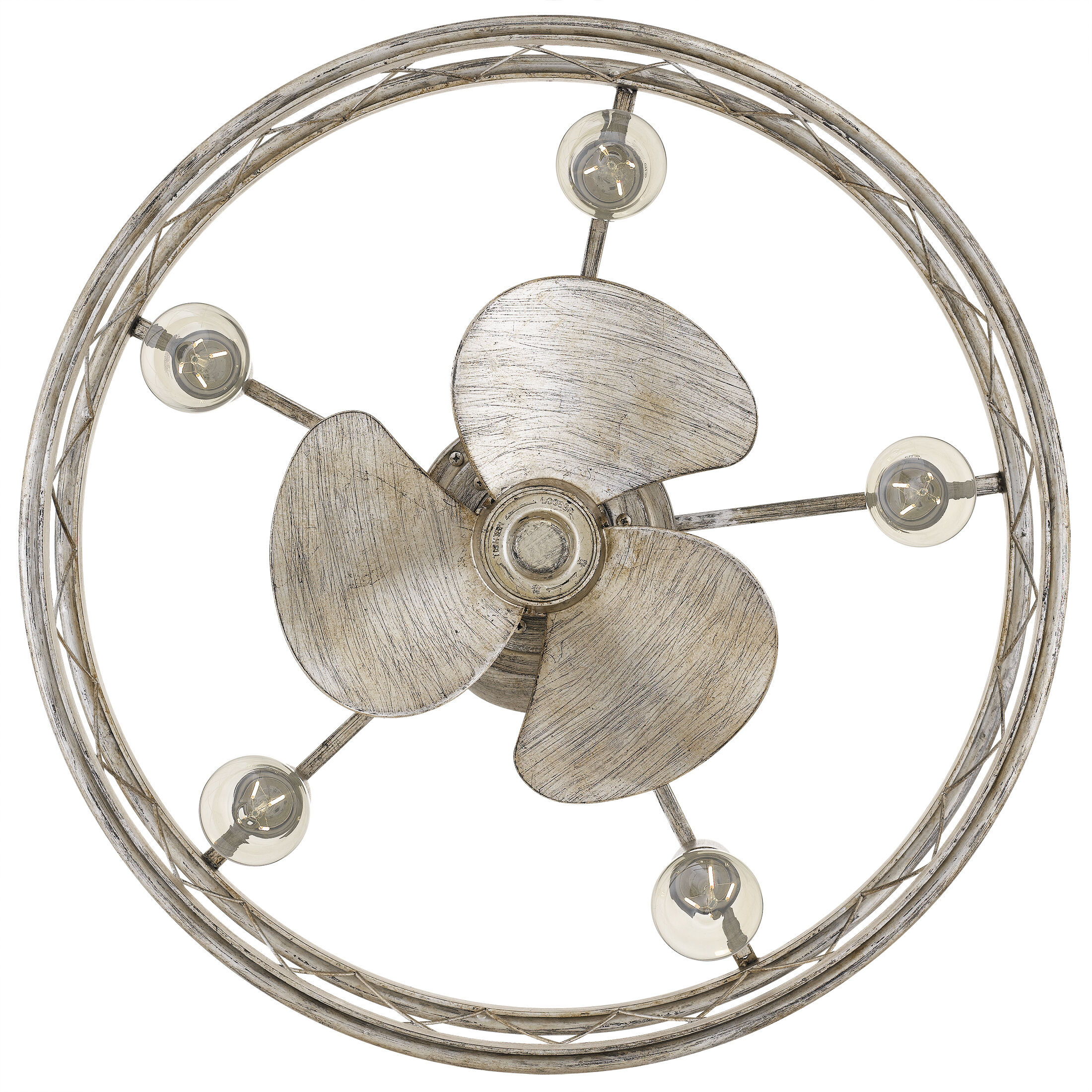 Dury 22 inch Century Silver Leaf with Silver Blades Fandelier