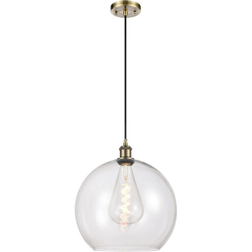 Ballston Athens 1 Light 14 inch Antique Brass Pendant Ceiling Light in Clear Glass