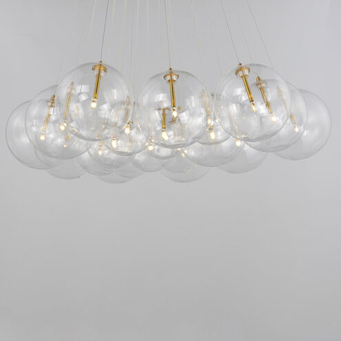 Burst LED 35.25 inch Gold Multi-Light Pendant Ceiling Light in Clear
