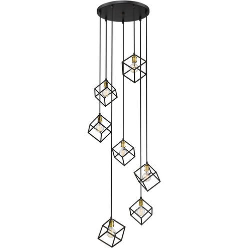 Vertical 7 Light 23.5 inch Bronze and Olde Brass Chandelier Ceiling Light