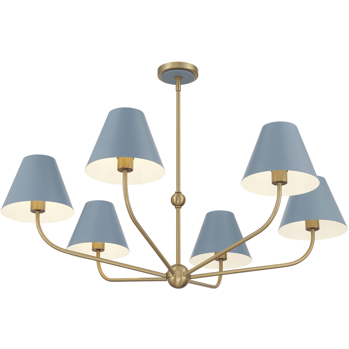 Xavier 6 Light 40 inch Vibrant Gold Chandelier Ceiling Light in Vibrant Gold and Blue