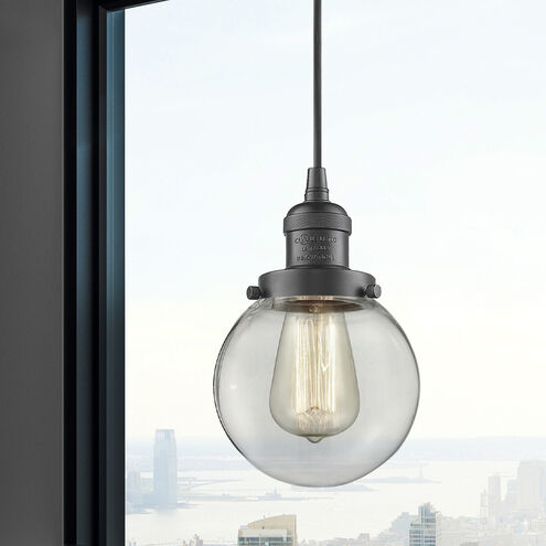 Franklin Restoration Beacon 1 Light 6 inch Oil Rubbed Bronze Mini Pendant Ceiling Light in Incandescent, Clear, Franklin Restoration