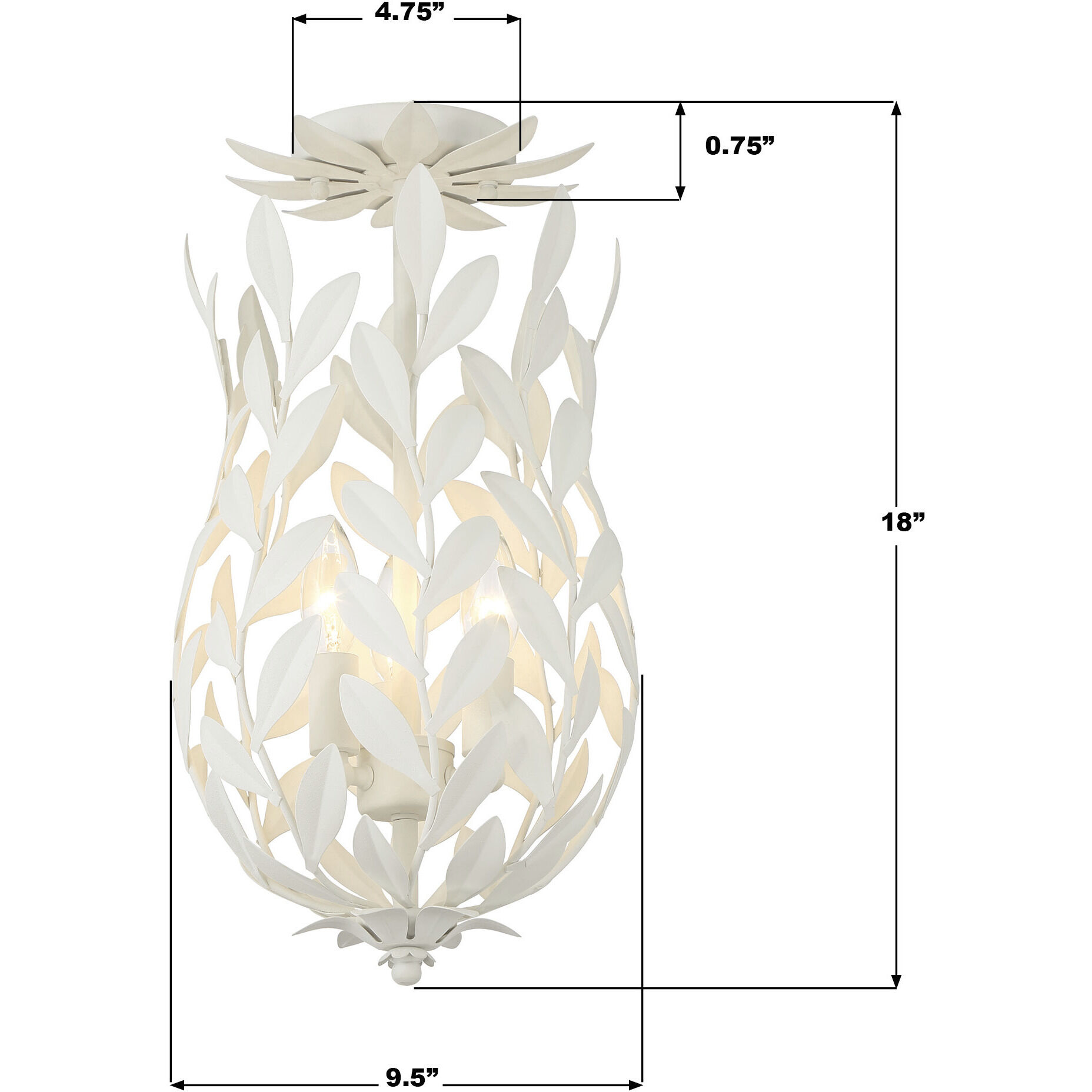 Broche 3 Light 9.5 inch Matte White Semi Flush Ceiling Light