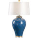 Shayla Copas 33 inch 100.00 watt Blue Glaze/Metallic Gold Table Lamp Portable Light