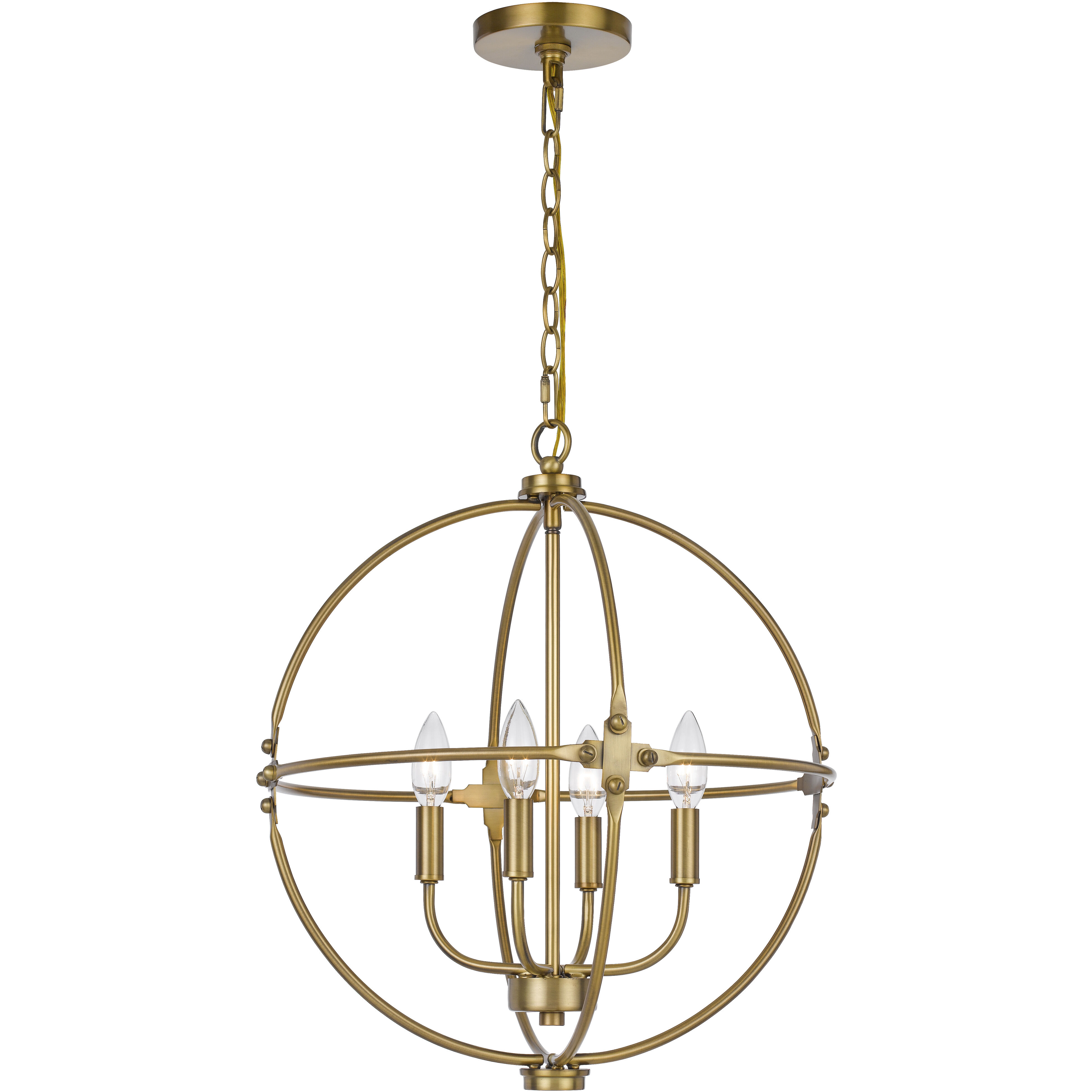 Sheffield 4 Light 18 inch Antique Brass Chandelier Ceiling Light