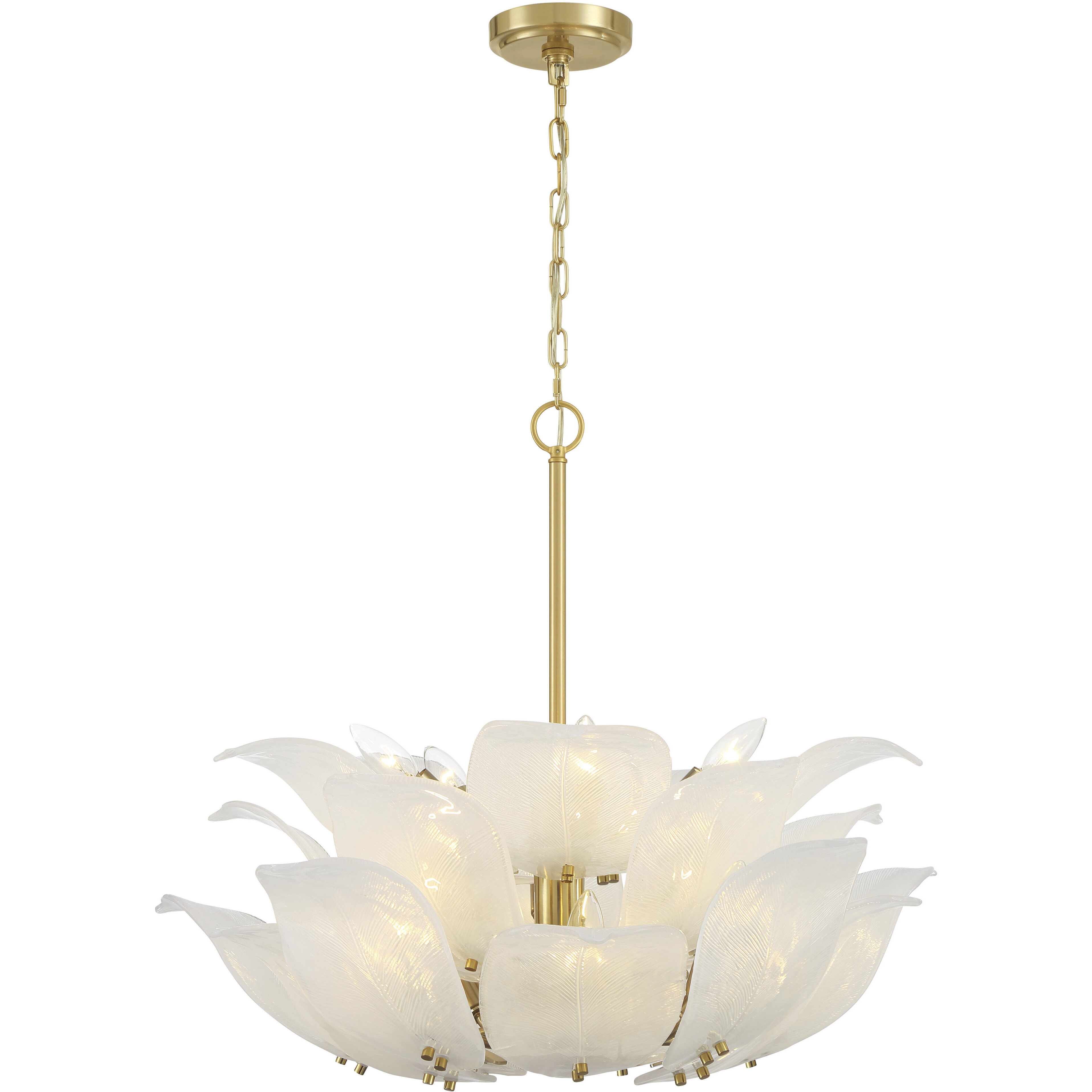 Orchid 10 Light 28.5 inch Legacy Brass Pendant Ceiling Light in White Handmade Glass