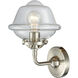 Nouveau Small Oxford 1 Light 8 inch Brushed Satin Nickel Sconce Wall Light in Clear Glass, Nouveau