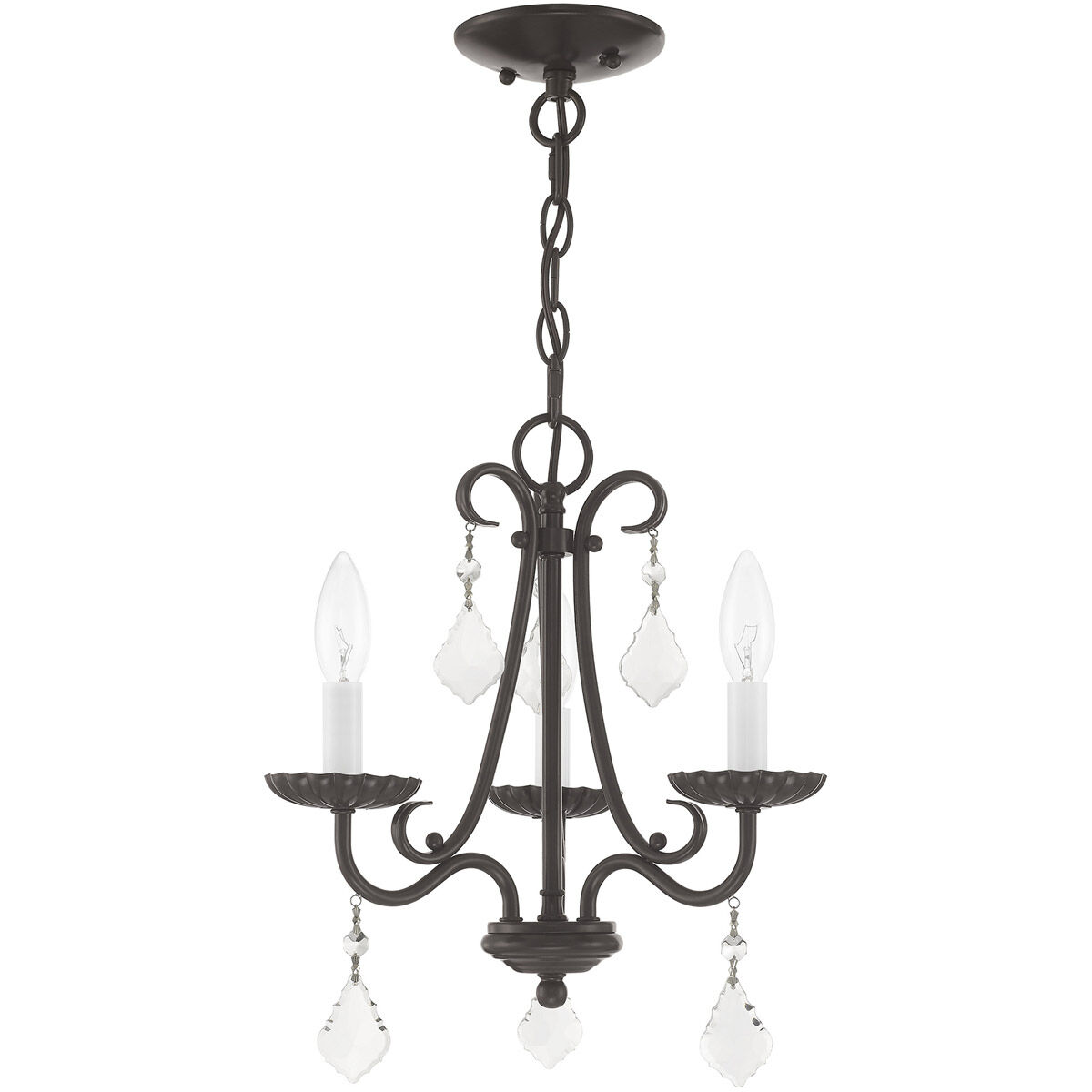 Daphne 3 Light 14 inch English Bronze Mini Chandelier Ceiling Light