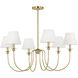Drew & Jonathan Elsay 6 Light 36.38 inch Satin Brass Chandelier Ceiling Light, Large