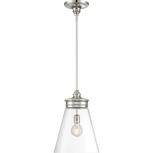 Emma 1 Light 12 inch Polished Nickel with Clear Pendant Ceiling Light