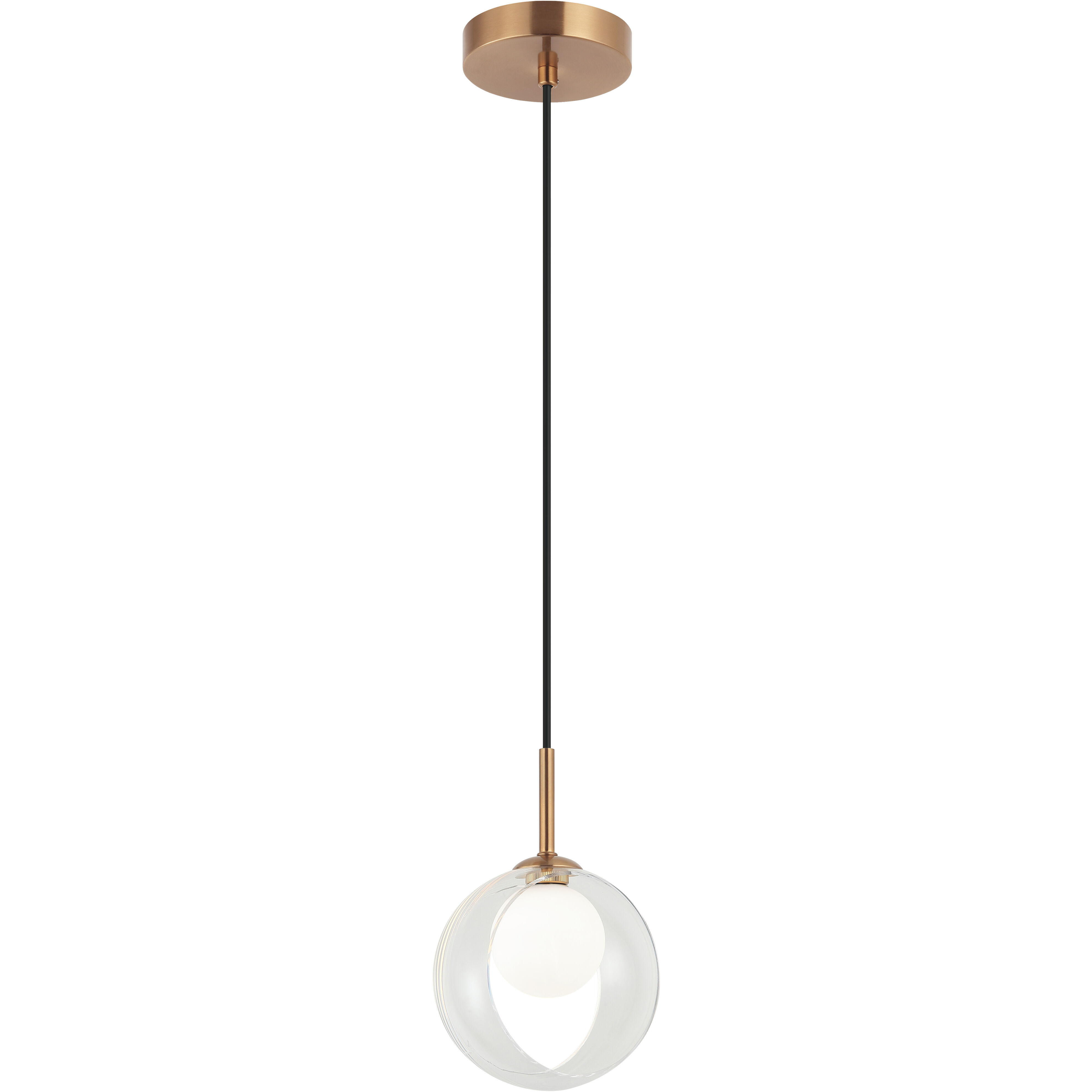 Delcia LED 6.38 inch Aged Gold Brass Pendant Ceiling Light in Aged Gold Brass and Clear