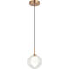Delcia LED 6.38 inch Aged Gold Brass Pendant Ceiling Light in Aged Gold Brass and Clear
