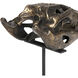 Brass Alligator On Stand Antique Brass with Matte Black Decor Accessory, Medium