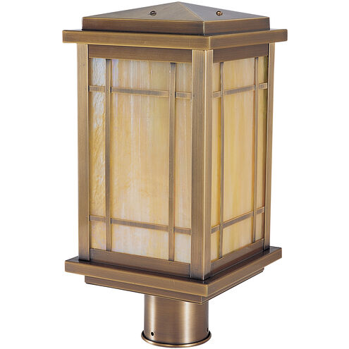 Avenue 1 Light 12.75 inch Verdigris Patina Post Mount in Amber Mica