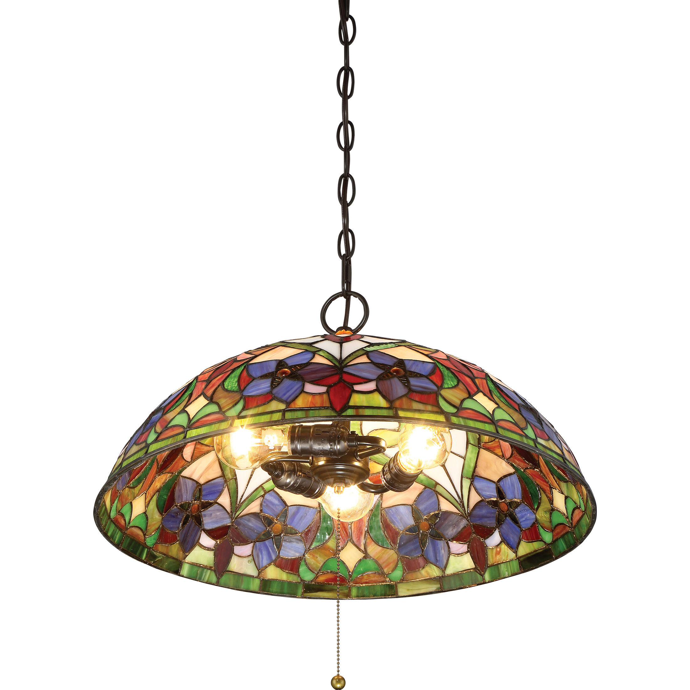 Violets 3 Light 20 inch Vintage Bronze Pendant Ceiling Light, Naturals