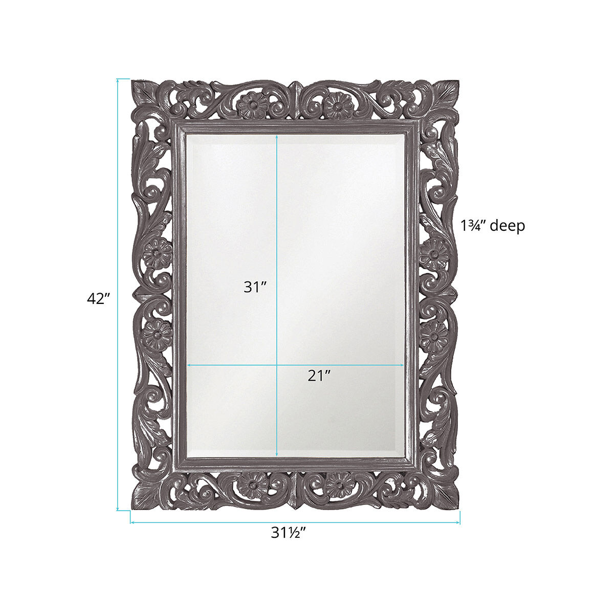Chateau 42 X 31 inch Glossy Charcoal Wall Mirror