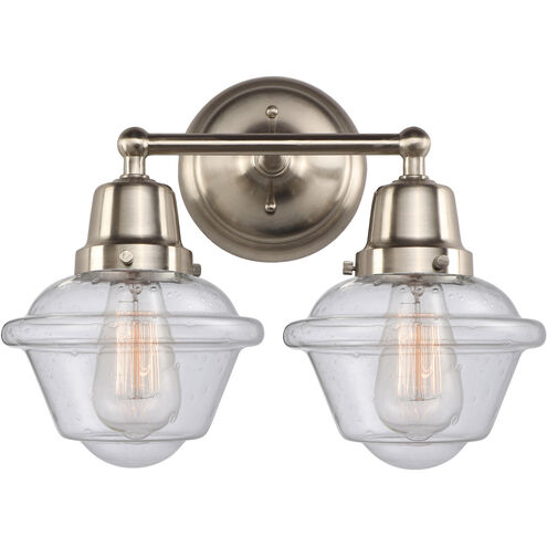 Aditi Small Oxford 2 Light 15.5 inch Brushed Satin Nickel Bath Vanity Light Wall Light, Aditi