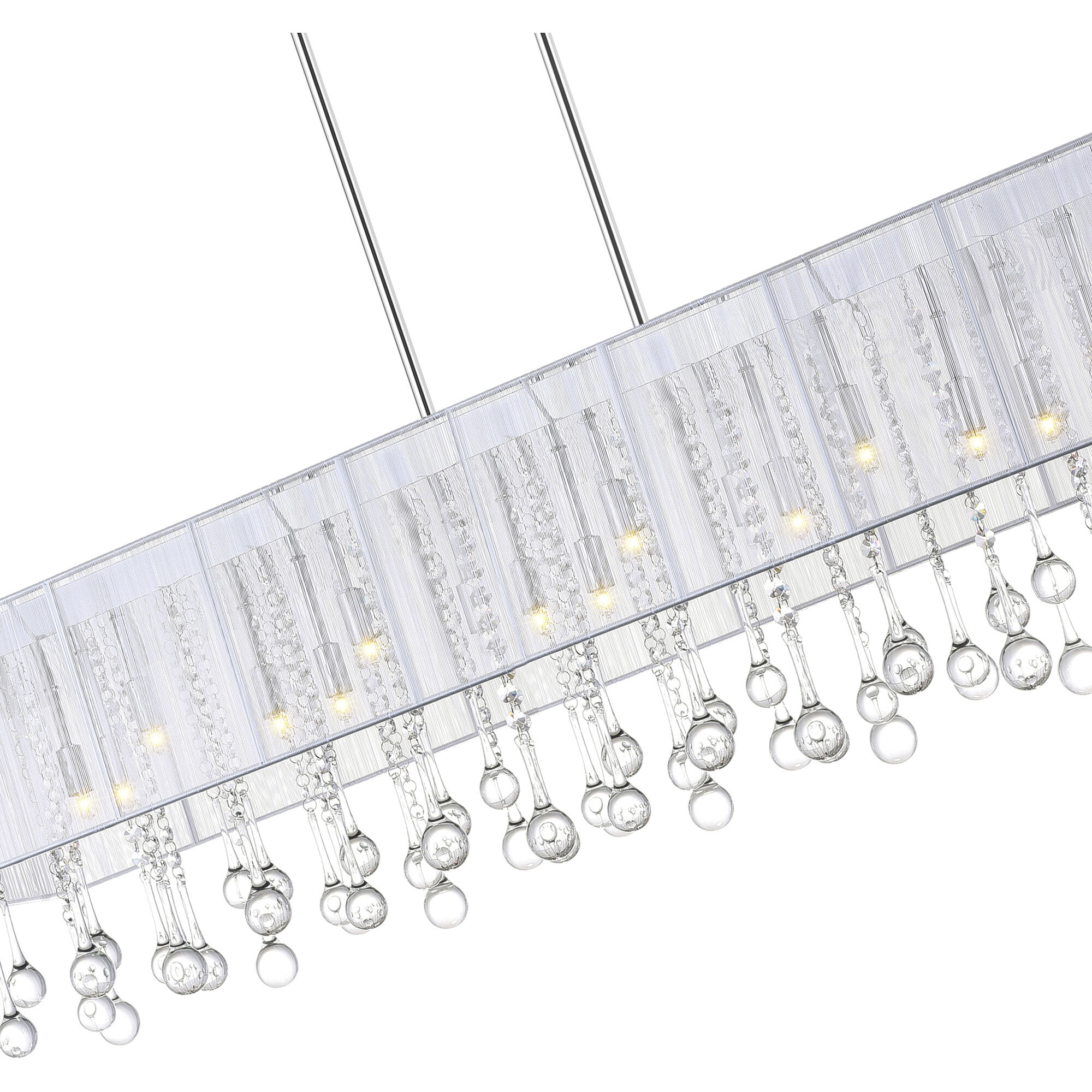 Water Drop 17 Light 48 inch Chrome Island/Pool Table Light Ceiling Light in White / Clear