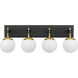 Allie 4 Light 30.25 inch Black/Satin Brass Bath Vanity Light Wall Light