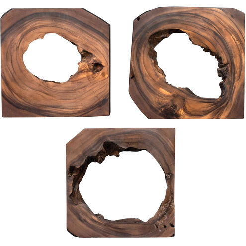 Adlai Suar Wood in Coffee Brown Wall Art, Set of 6