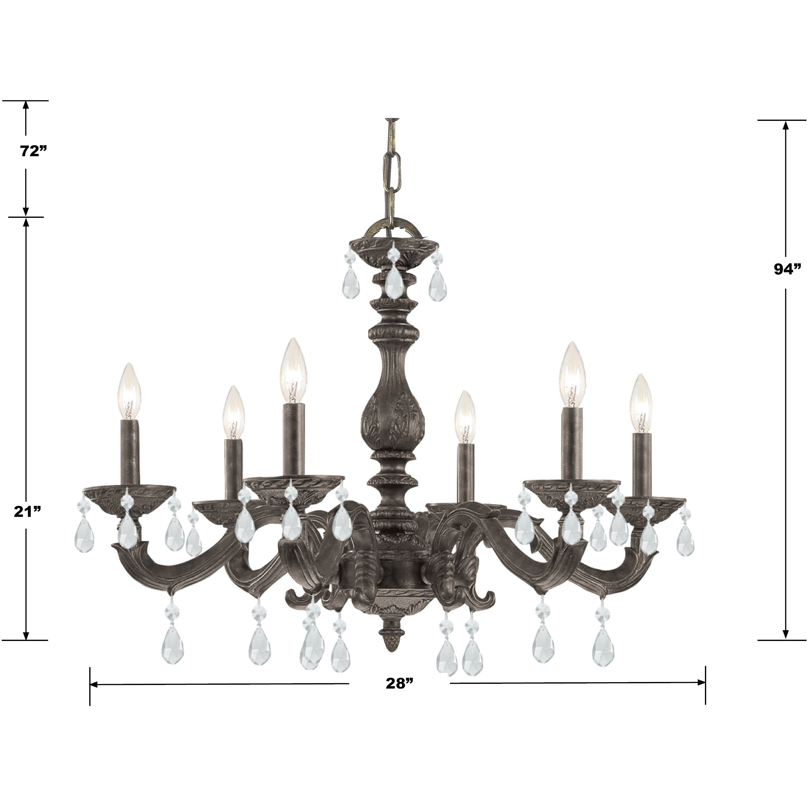 Paris Market 6 Light 28 inch Venetian Bronze Chandelier Ceiling Light in Clear Hand Cut