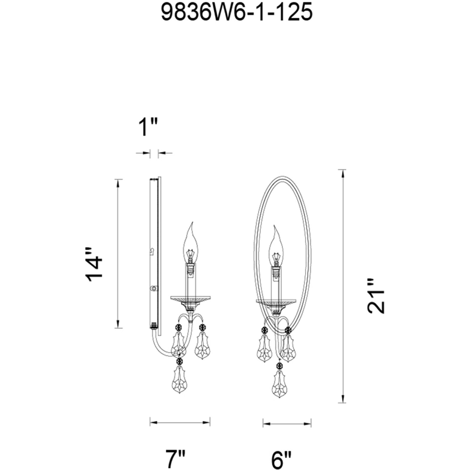Electra 1 Light 6 inch Oxidized Bronze Wall Light