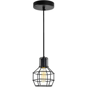 Secure 1 Light 6 inch Black Down Mini Pendant Ceiling Light