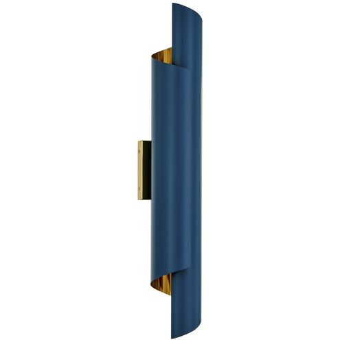 Piaga Wall Sconce Wall Light in Matte Blue and Polished Brass