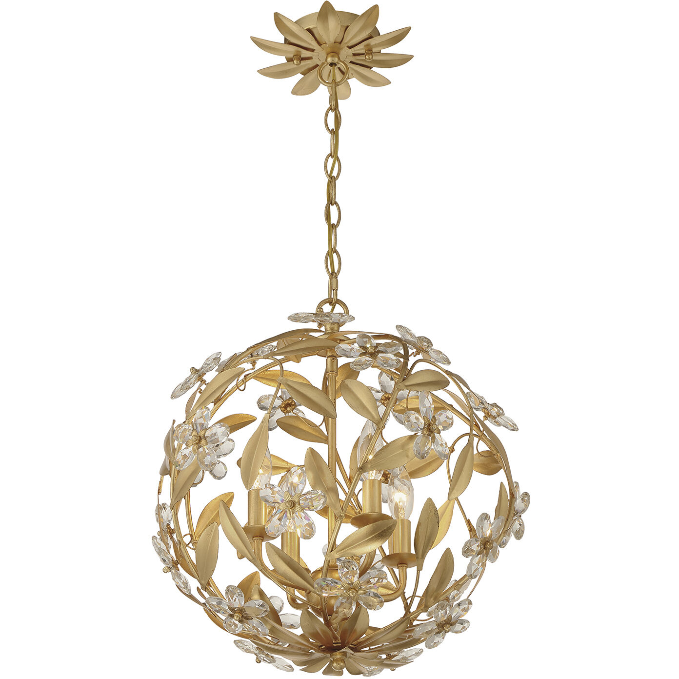 Marselle 4 Light 16.5 inch Antique Gold Mini Chandelier Ceiling Light