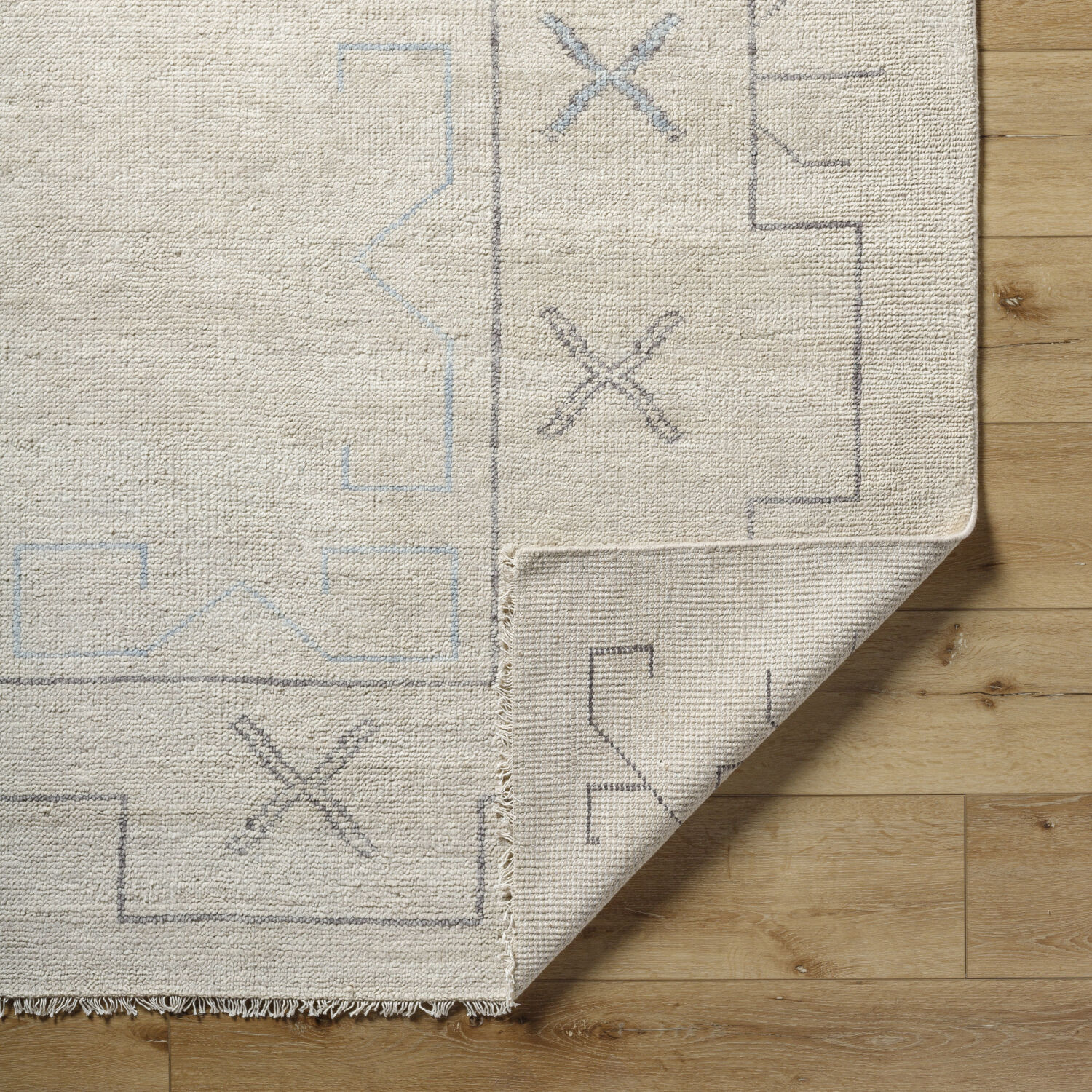 Riviera 36 X 24 inch Cream / Gray / Pale Blue Handmade Rug in 2 x 3