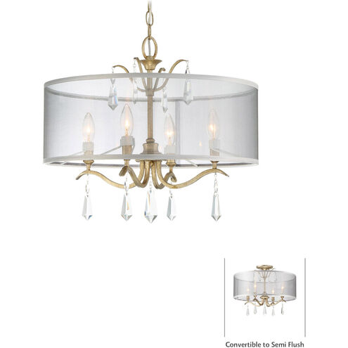 Laurel Estate 4 Light 20 inch Brio Gold Semi Flush Mount Ceiling Light, Convertible