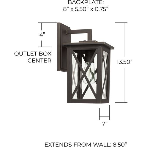 Avondale 1 Light 14 inch Oiled Bronze Outdoor Wall Lantern