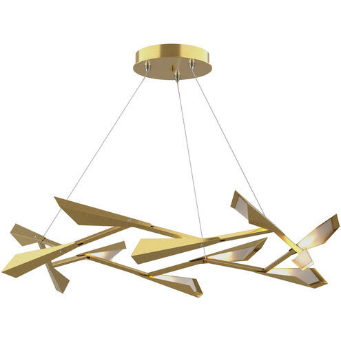 Quill LED 45.3 inch Dark Smoke with Modern Brass Pendant Ceiling Light in Dark Smoke/Modern Brass, Large