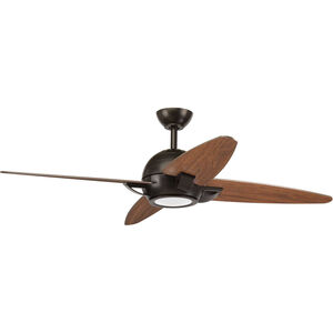 Catterick 54 inch Antique Bronze with Walnut Blades Ceiling Fan, Progress LED