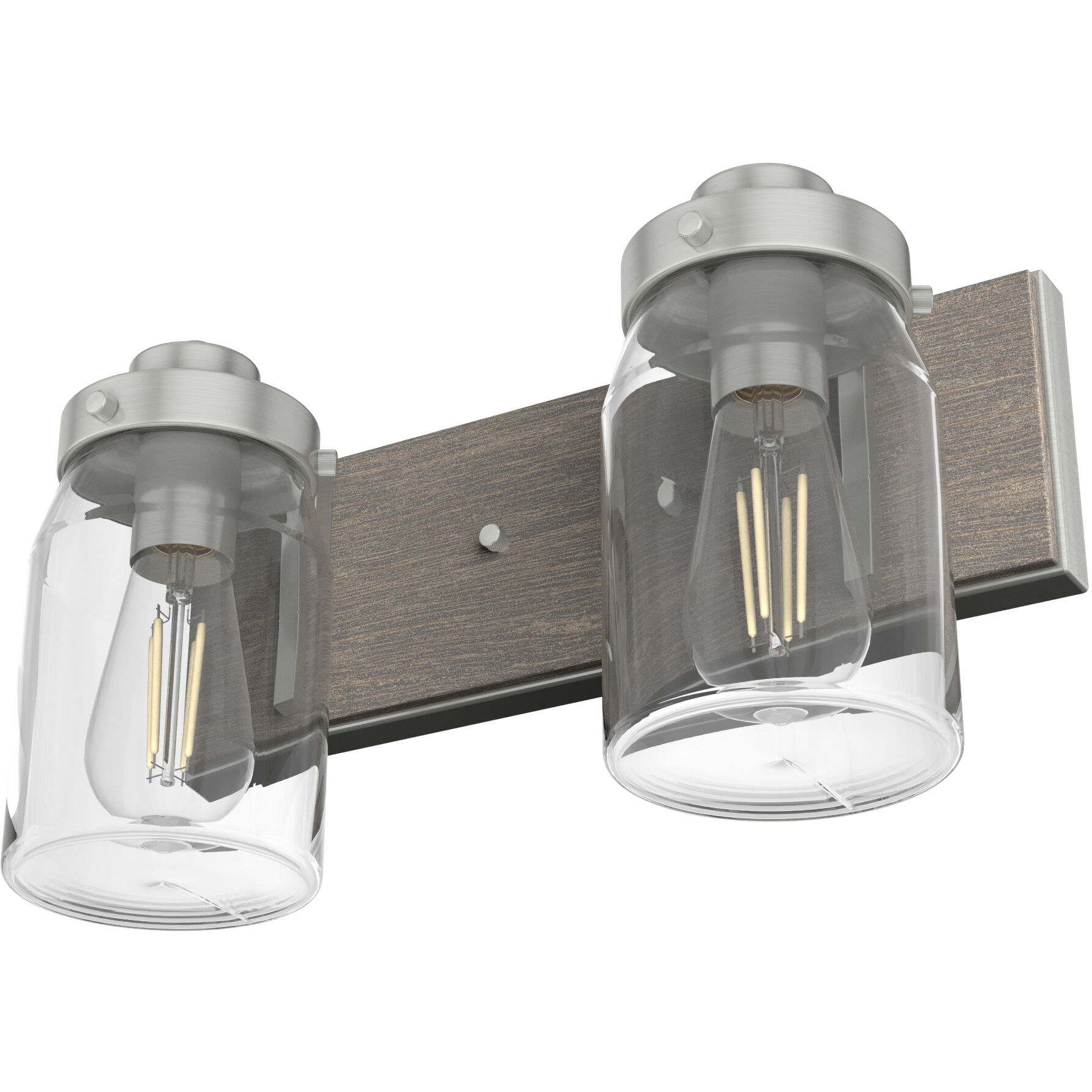 Devon Park 2 Light 14.75 inch Brushed Nickel and Grey Wood Vanity Light Wall Light